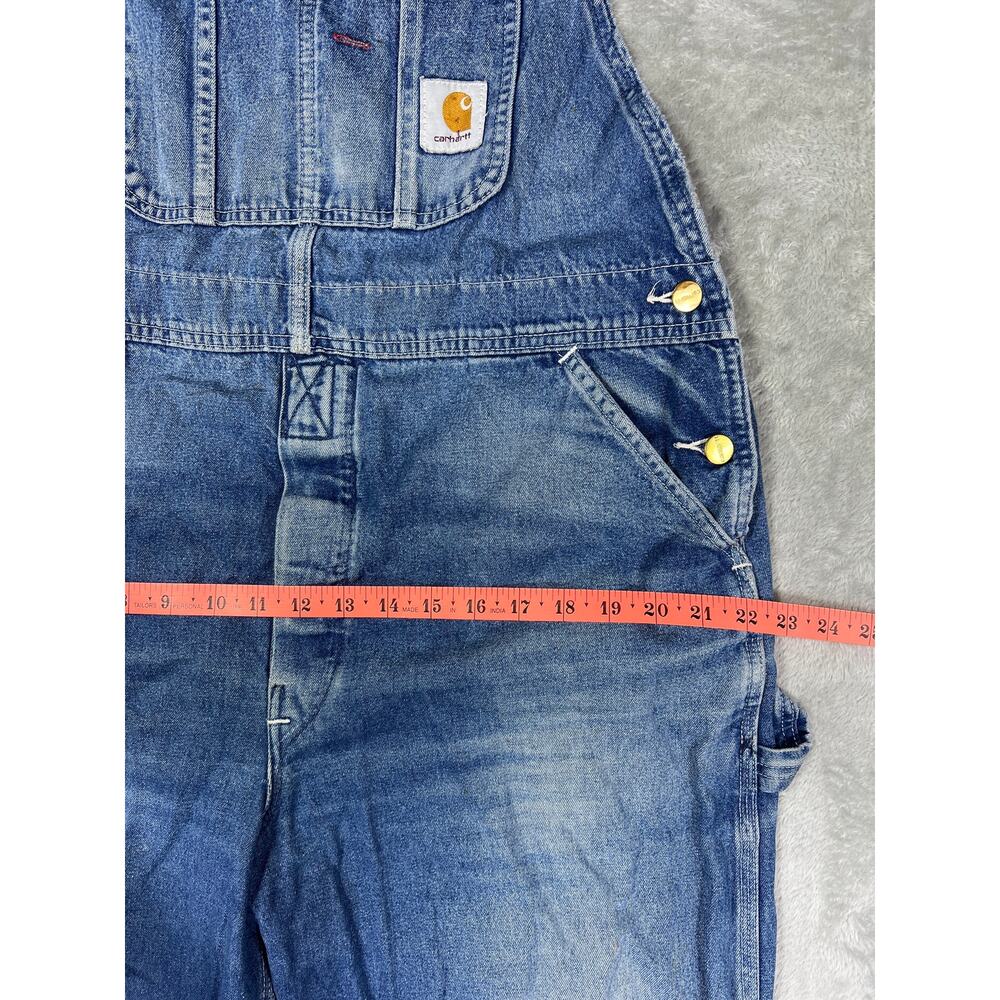 Vintage Carhartt Denim Overalls Distressed Workwear Carpenter Bib 38x26 - Picture 9 of 10